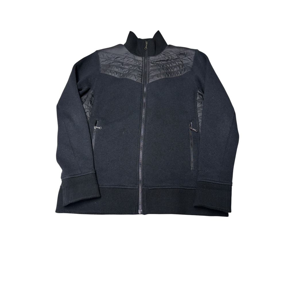 Marmot Womens XL Black Hybrid Sweater Knit Quilted‎ Full Zip Jacket Mock Neck